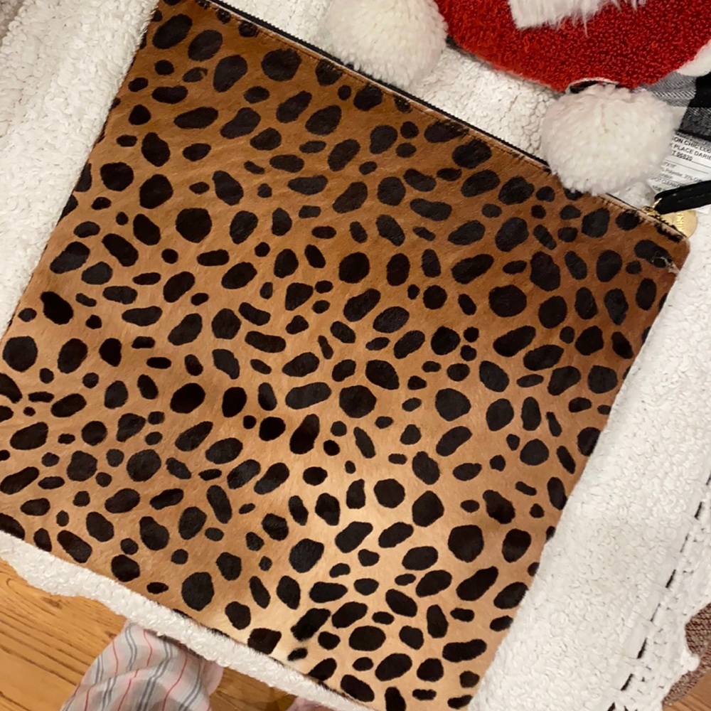 Clare V leopard clutch